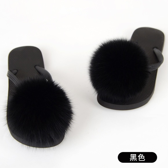 Pom Pom real fur flip flops - Sizes 8-12 Women’s different colours avail… - Picture 9 of 14